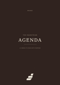 The front cover of a dark brown equestrian agenda titled 'The Equestrian Agenda' with the name 'MANE' at the top and a small white logo at the bottom.